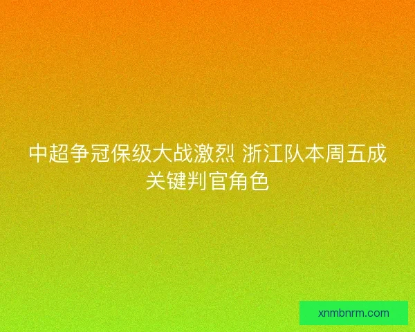 中超争冠保级大战激烈 浙江队本周五成关键判官角色